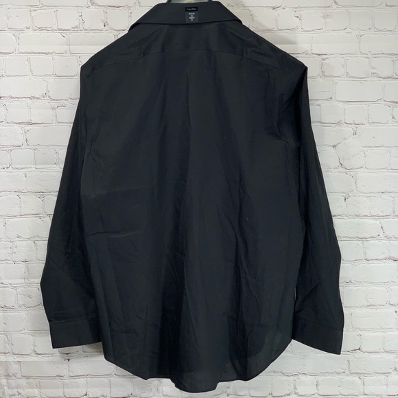 Calvin Klein Black Solid Slim Fit Dress Shirt - Picture 2 of 11